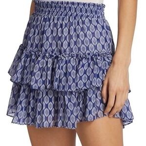 MISA LOS‎ ANGELES Nahla Tiered Ruffle Skirt Majorelle Lapis Blue Tile Flirty XS